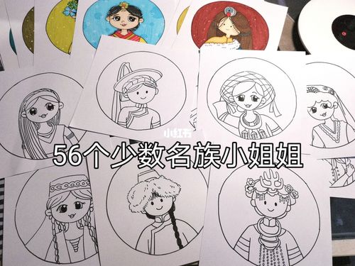 56个少数民族小姐姐原创简笔画简笔画上色头饰动漫设计服饰画