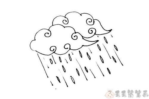 云朵儿童画彩色下雨的云简笔画法