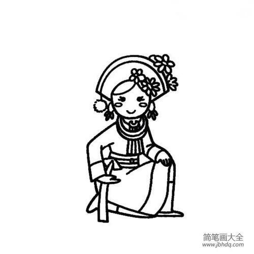 阿昌族少女简笔画图片