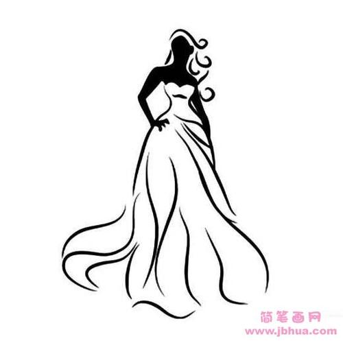 婚纱裙子简笔画图片