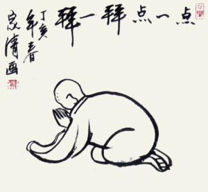 简笔画表情大全 图画字礼拜佛动态表情  熊猫烧香qq表情-矢量人物-矢