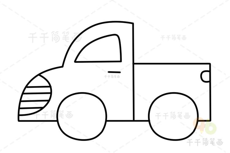 皮卡车简笔画幼儿画汽车