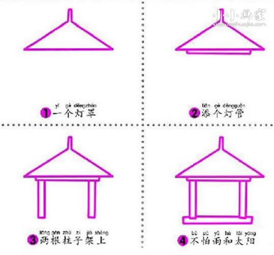 简单的小凉亭简笔画画法图片步骤