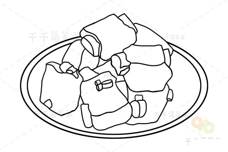 无锡传统名菜 肉排骨简笔画