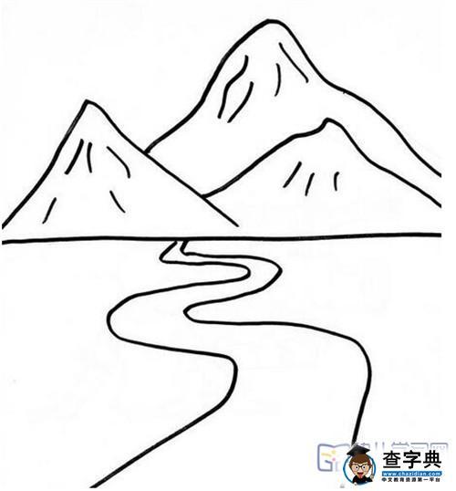 风景简笔画巍峨的大山