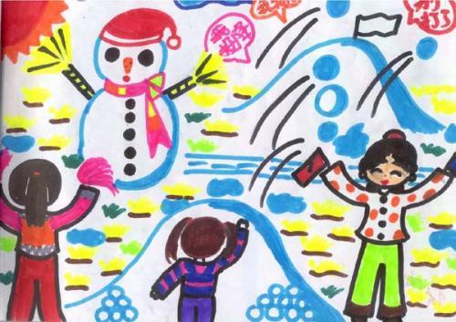 冰雪绘画的作品小学生简笔画