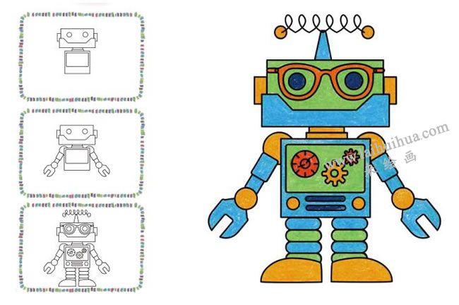 机器人简笔画法图示机器人简笔画图片大全