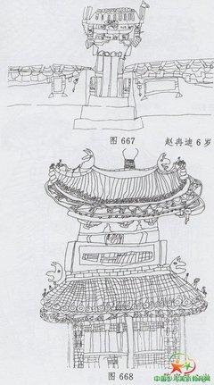 北海里的古建筑简笔画