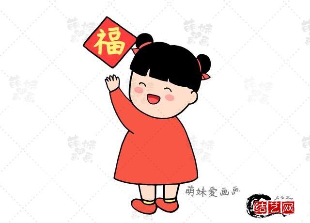 春节元素简笔画图片大全简单彩色手绘手抄报素材