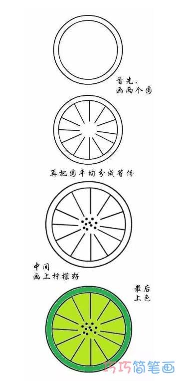 儿童切开柠檬的画法带步骤柠檬简笔画图片