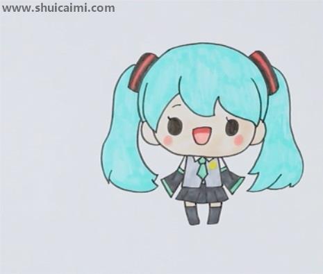 初音简笔画q版铅笔稿