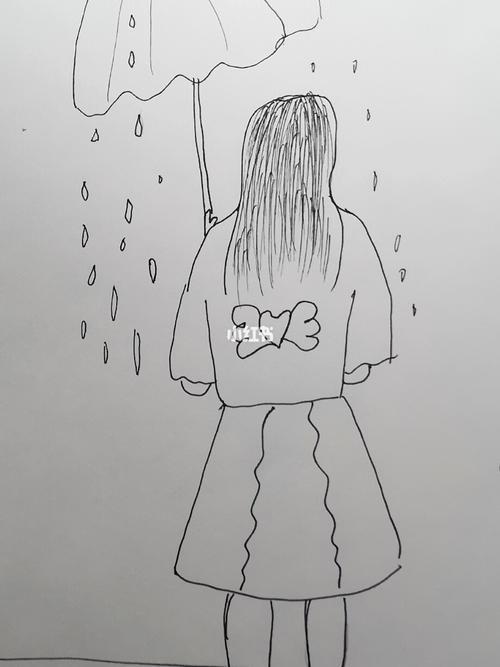 雨中背影简笔画简笔画文化绘画春夜喜雨诗配画简笔画简笔画  雨天的