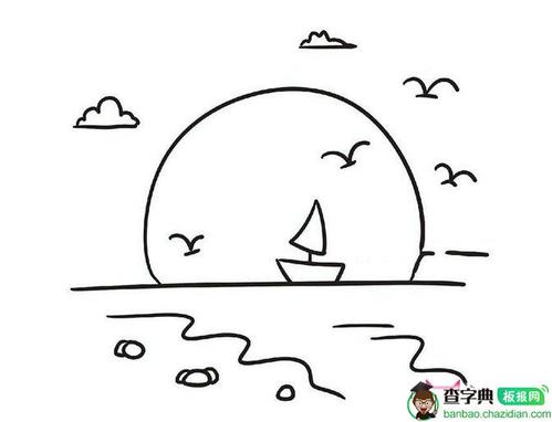 海上风景简笔画图片好看的大海简笔画