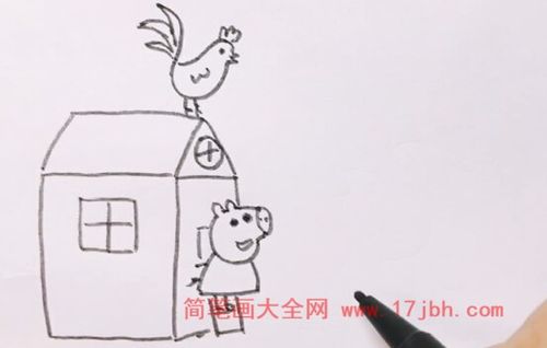 小猪佩奇的房子简笔画彩色佩奇乔治画法步骤