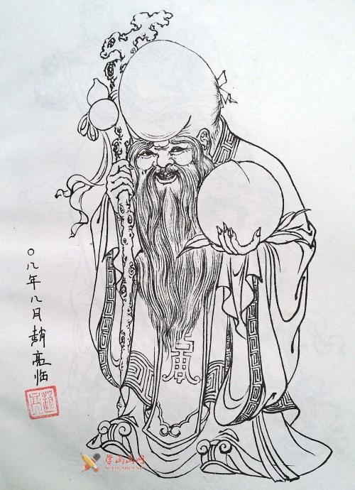 寿星素描简笔画