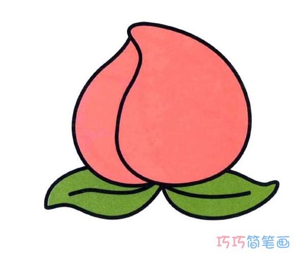 粉红桃子怎么画简单好看彩色水蜜桃简笔画图片