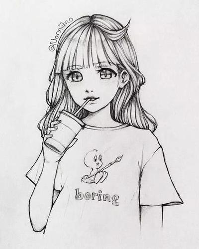 少女脸部简笔画