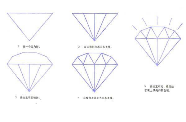 漂亮宝石的画法 闪闪发光的宝石简笔画教程彩图