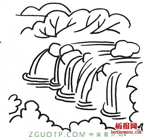 儿童简笔画    儿童简笔画黄果树瀑布     图片说明简笔画风景