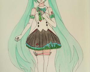 初音未来简笔画彩铅