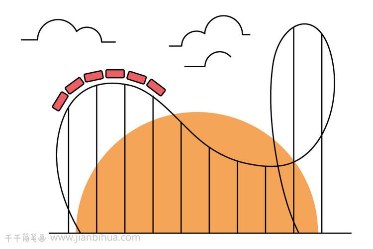 游乐园过山车手帐素材简笔画