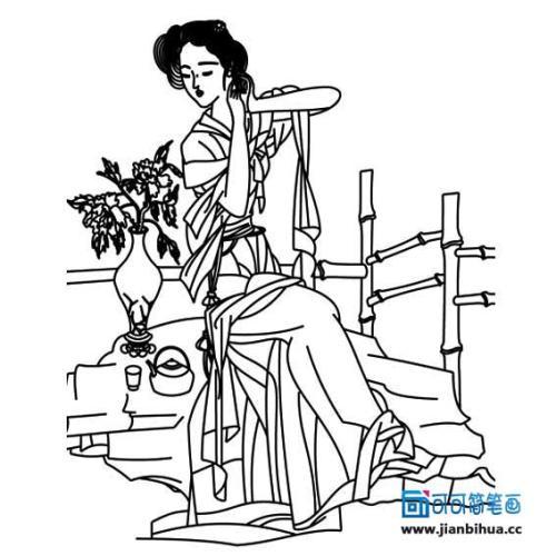 古代女子人物简笔画