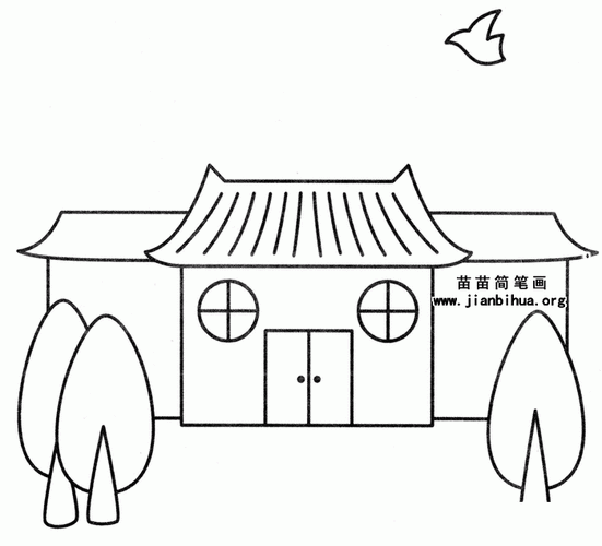 寺庙简笔画画法图解