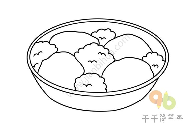 江苏美食 狮子头简笔画