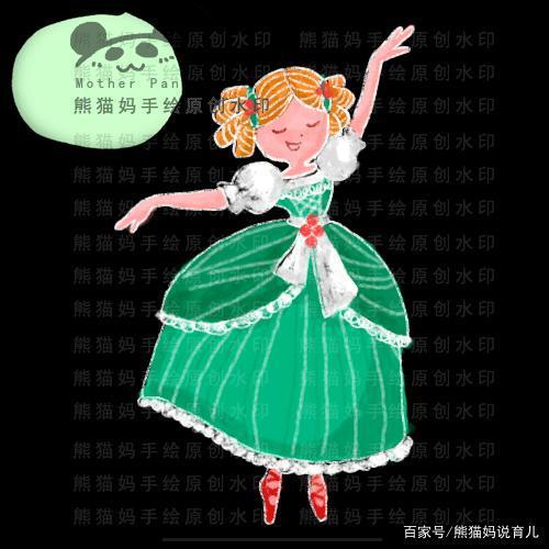 亲子幼儿简笔画穿绿裙跳舞迪斯尼蒂安娜公主送给喜欢她的宝宝