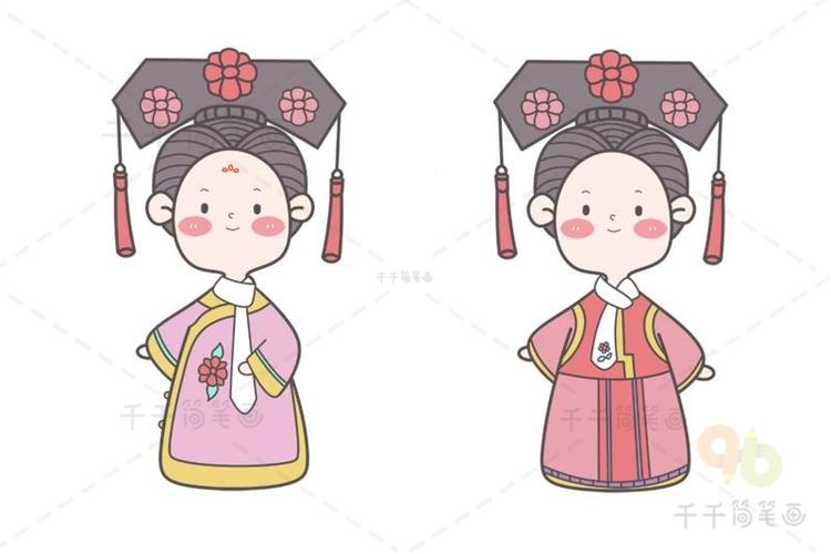 清朝q版人物女合集古风人物简笔画