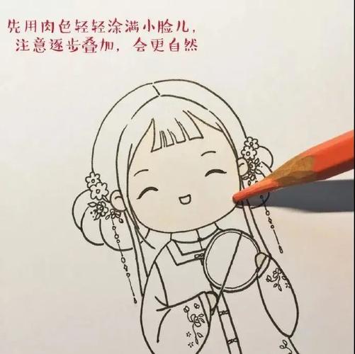 每天学一幅简笔画-教你画一组古风q版仙女