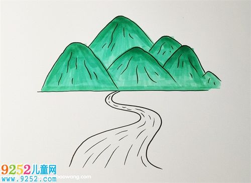 高山流水怎样画简单 山水简笔画