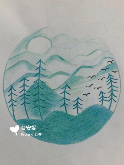 画大全 彩铅简笔画海边风景零基础自学资料视频图片绘画艺术美术简笔