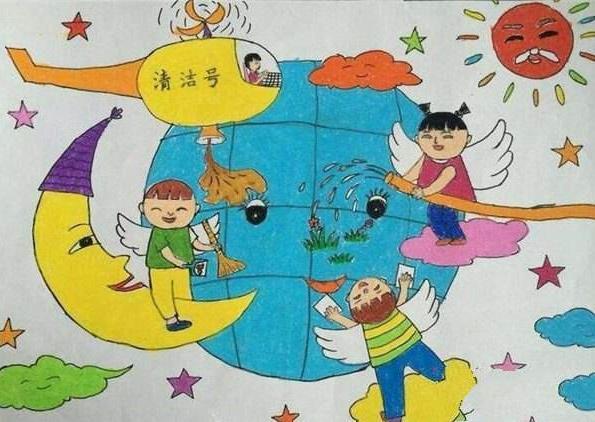 世界地球日保护环境小学生儿童画--简笔画大全