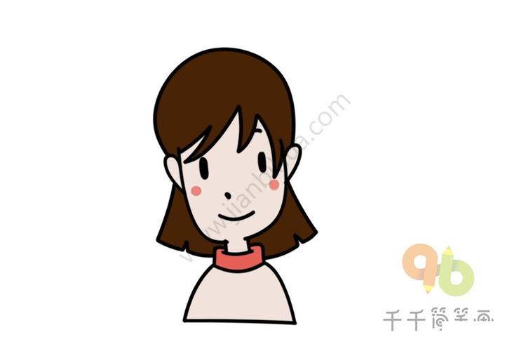 学生妹发型女孩头像简笔画-儿童简笔画大全