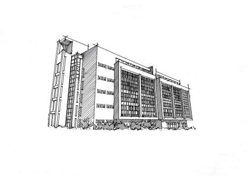 手绘 素描 线稿 660471然后是我们的教学楼宿舍学校校园大门简笔画 第