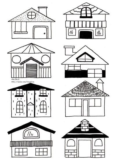 手帐素材房屋建筑类简笔画