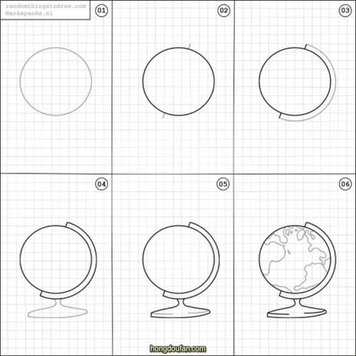 一步一步学习画地球仪要如何画地球仪简笔画大全