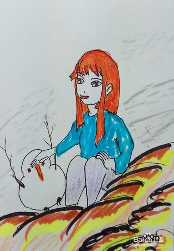 怎样画儿童简笔画小女孩和她的小雪人