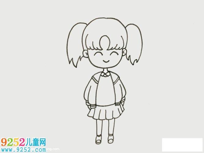 卡通画人物可爱小女孩小女孩简笔画教程