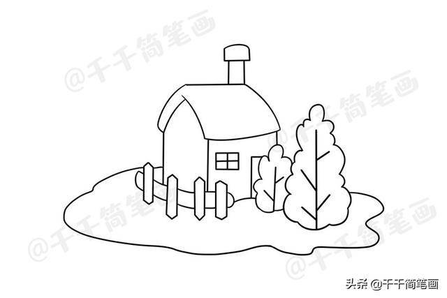 乡下人家农家小屋简笔画图片大全简单又好看的田园风景快收藏