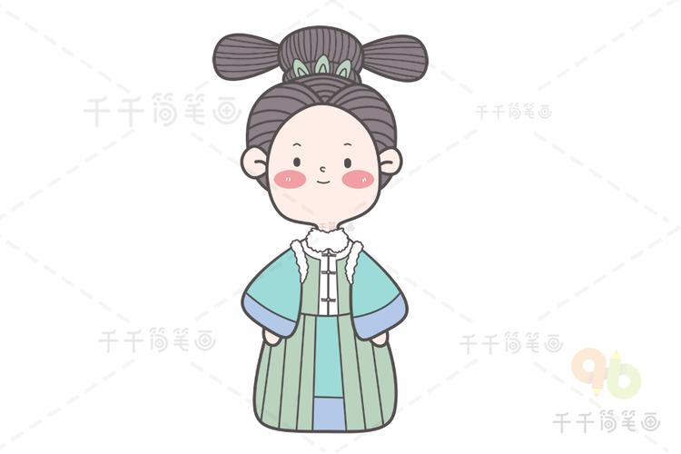 q版清朝古风女子古风人物简笔画