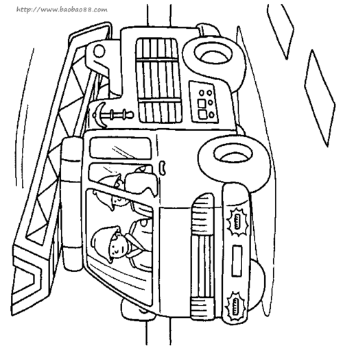 消防车简笔画7p交通工具简笔画涂色图片 - 宝宝吧