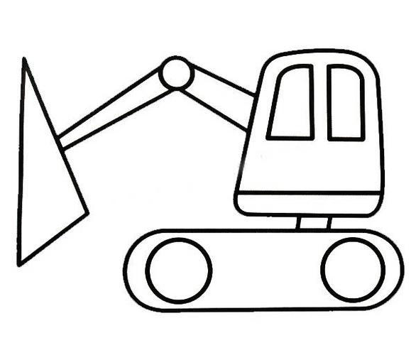 挖掘机简笔画与填上颜色的挖掘机简笔画彩色图片大全