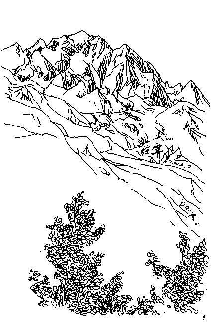 日本雪山简笔画