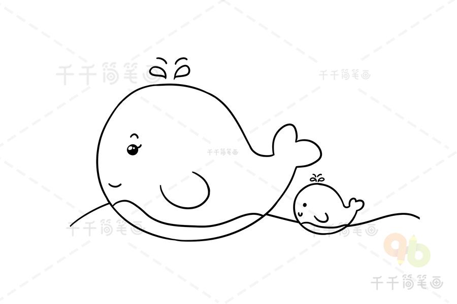 简单鲸鱼简笔画画法图片步骤