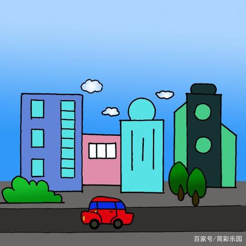 怎么画城市简笔画 - 美丽又简单的城市风景儿童画