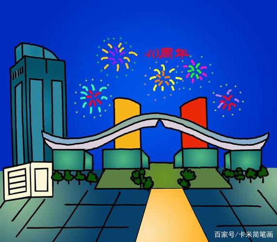 深圳城市简笔画 - 祝深圳40岁生日快乐