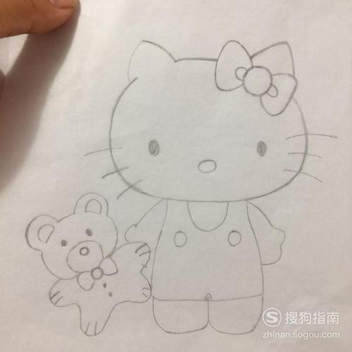 简笔画之hellokitty与熊娃娃