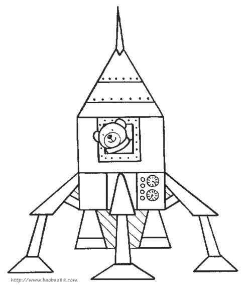 火箭航天飞机简笔画6p交通工具简笔画涂色图片 - 宝宝吧